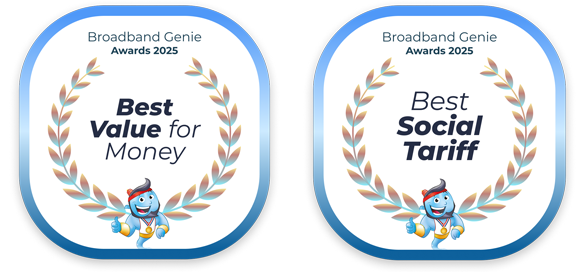 Broadband Genie 2025 Awards Logo - Best Value for Money and Best Social Tariff