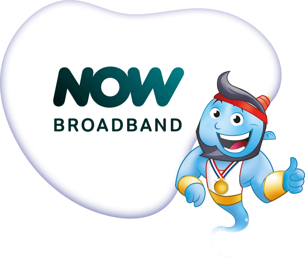 NOW Broadband logo with Genie