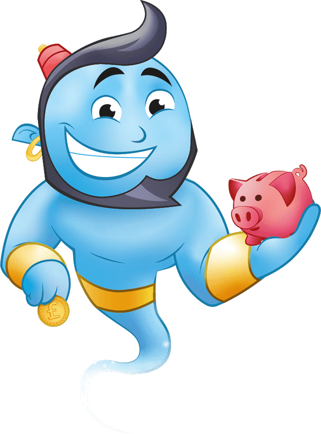 Genie with piggy bank